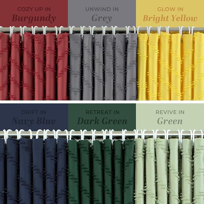78inches Long Burgundy Shower Curtain Boho Farmhouse Shower Curtain 72 x 78 Tufted Chevron Textured Minimalist Shower Curtains for Bathroom