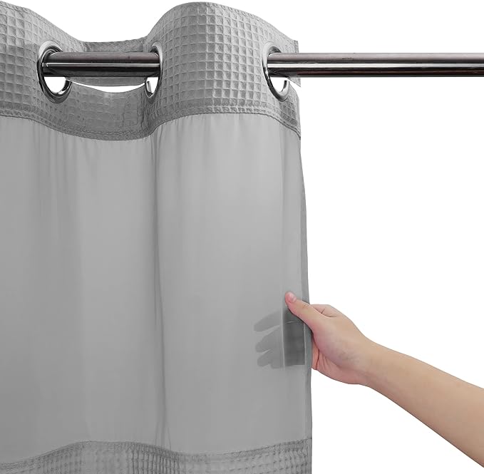 River Dream Lake Wanaka Fabric Shower Curtain Set, Cotton Blend, Waffle Weave, with Snap in Replacement Liner,71 x 86 inches
