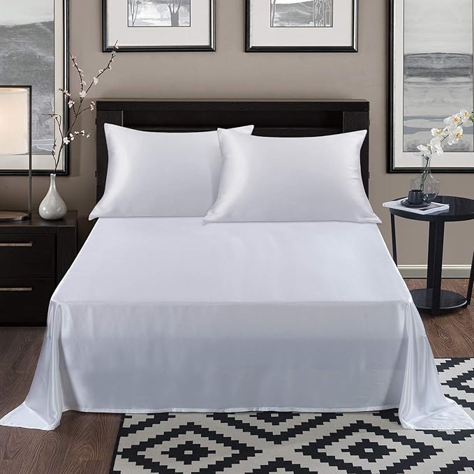 Alaska Bear Silk Pillowcase for Hair and Skin, 100% Mulberry Silk Pillow Cases Queen Size for Beauty Sleep with Random Scrunchy Gift Set Better Than Poly Satin Cover, 1pc, Cool White