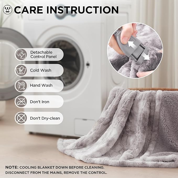 Westinghouse Electric Throw Blanket, Faux Fur Heated Blanket with 6 Heating Levels & 2-10 Hours Auto Off, Soft Cozy Sherpa Heated Blanket Washable Blanket (50" x 60" Throw Size, Light Grey)