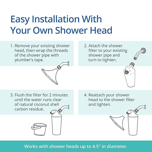 Aquasana Shower Filter | Dermatologist-recommended for softer, healthier skin & hair | Proven to reduce 90% of chlorine for 6 months | WaterSense Certified | Handheld wand shower head | AQ-4105-E