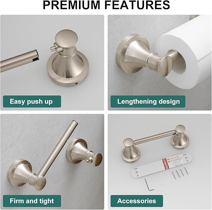 Hoimpro Wall Mounted Rustproof Toilet Tissue Paper Holder Bathroom Accessories Toilet roll Paper Hanger, Brushed Nickel