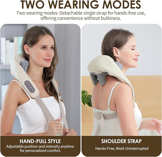 Therapexa Neck & Shoulder Massager, Back Massager for Pain Relief Deep Tissue,Massager for Neck and Shoulder Pain,Back Massager with Heat. (Gray)