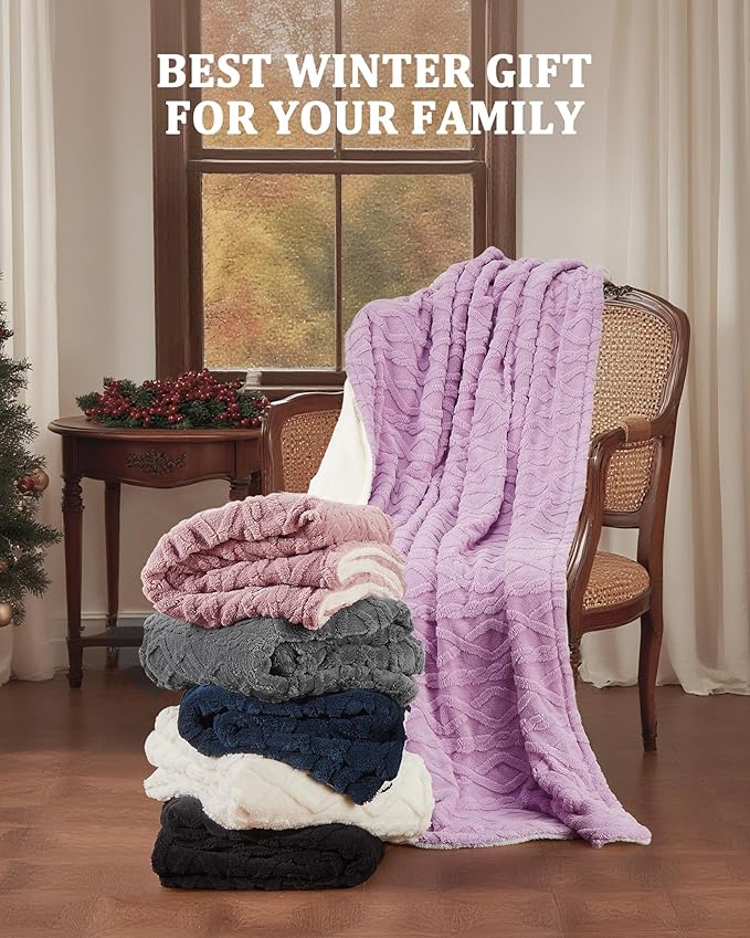 CAROMIO Heated Throw Blanket - Thick Tufted Sherpa Electric Blanket Throw with 10 Heating Levels and 10 Time Settings, ETL Certified Machine Washable Fast Heating Blanket Throw 50"×60", Navy Blue
