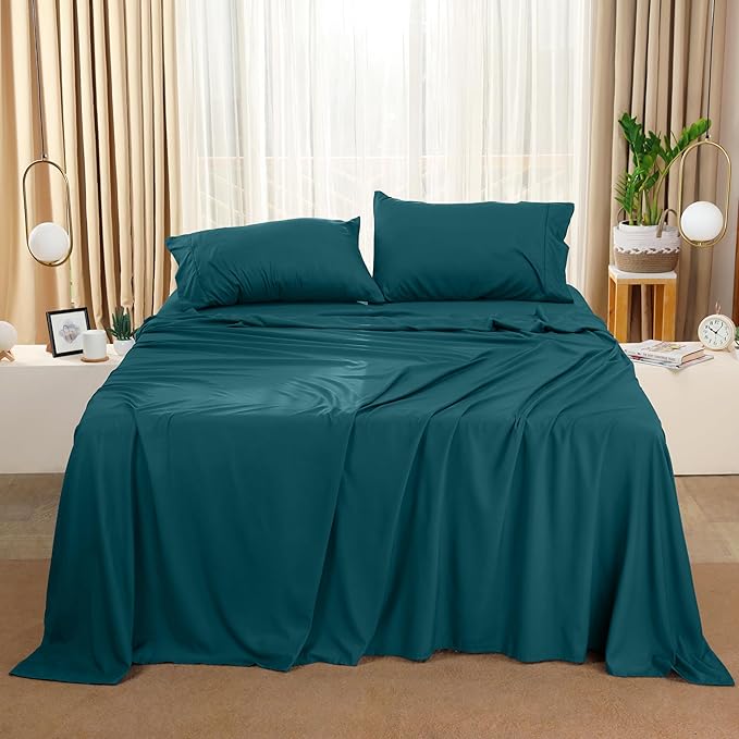 Utopia Bedding Queen Bed Sheets Set - 4 Piece Bedding - Brushed Microfiber - Shrinkage and Fade Resistant - Easy Care (Queen, Teal)