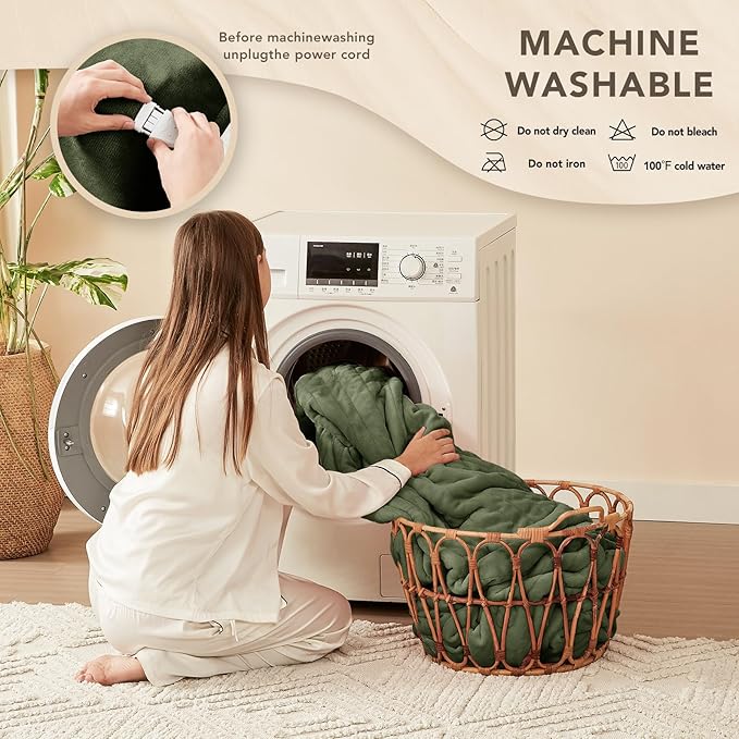 Homemate Electric Heated Blanket Twin Size - 62"x84" Heating Blanket Twin Size 1/2/4/6/8 Hours Auto-Off 10 Heat Level Over-Heat Protection Flannel Sherpa ETL Certification