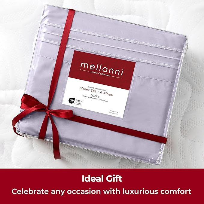 Mellanni Extra Deep Twin XL Sheets - 3 PC Iconic Collection Bedding - Hotel Luxury, Ultra Soft, Cooling Bed Sheets - Wrinkle, Fade, Stain Resistant (Twin Extra Long, Lavender)