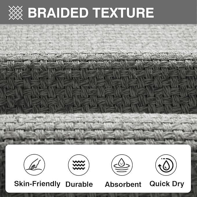 Ultra Thin Quick Dry Bathroom Rugs Mat 24x35, Non Slip Bath Mat Absorbent Bathroom Mat Floor Rubber Backed Fit Under Door, Woven Washable Bath Rugs, Gray