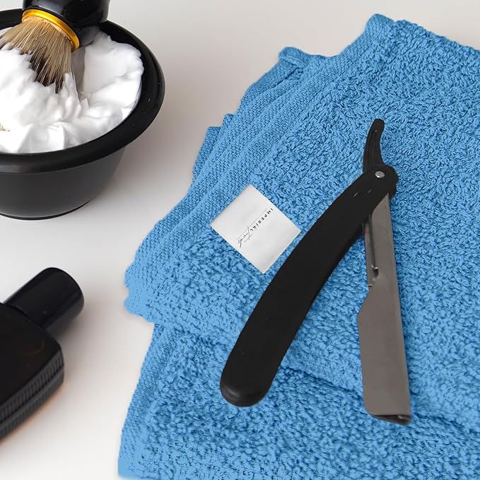 Hand Towels (Pack of 24) Light Blue Economy Towels Salon Towels - 100% Cotton Spa Towel – 16 x 27 Inches Highly Absorbable, Facial, Gym, Hair, Face Towels Bulk