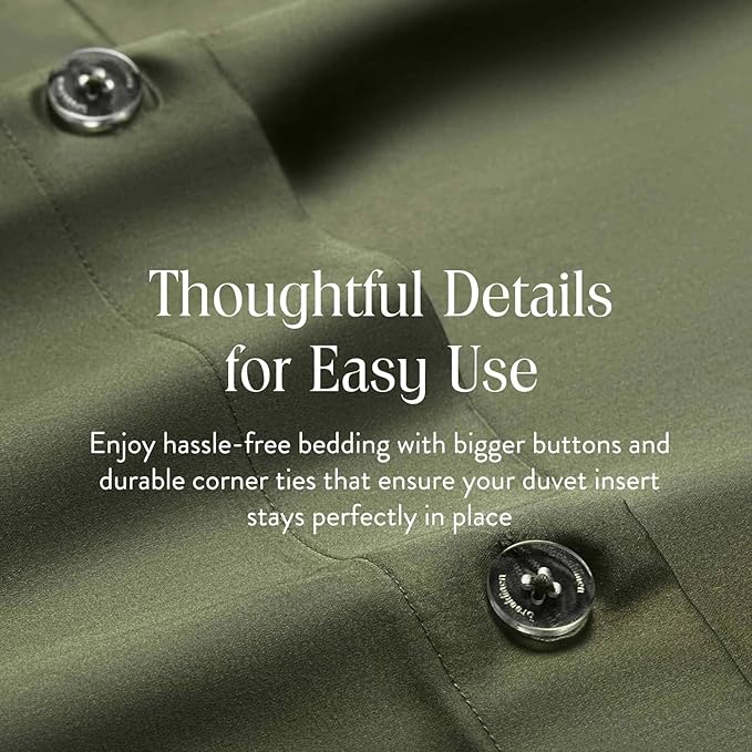 Brooklinen Luxury Sateen Duvet Cover - 100% Cotton, Twin/Twin XL Size in Fresh Moss Green with Extra-Long Corner Ties and Button Closure - Best Twin/Twin XL Duvet Covers