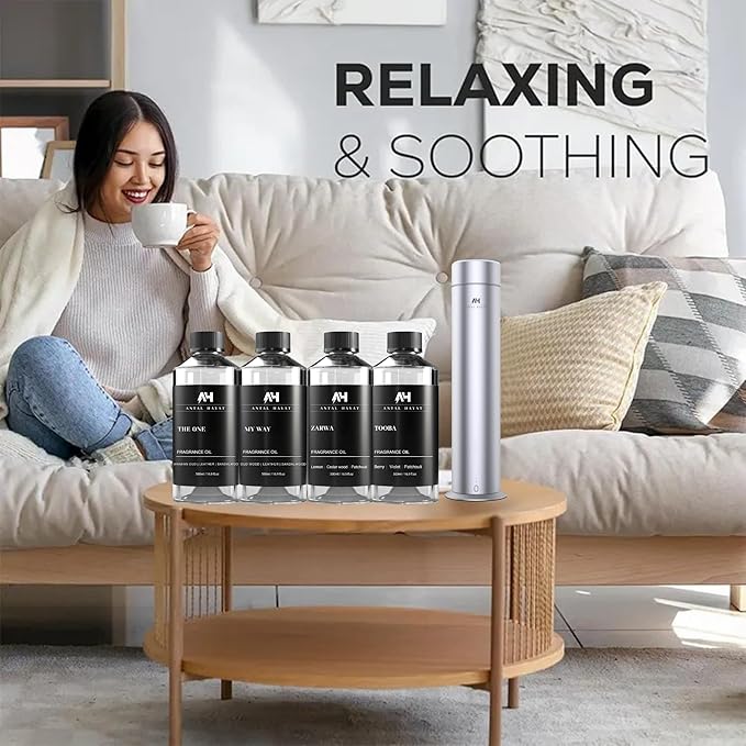 Hotel Scents Diffuser Oil Zarwa 120ml β Aventus Inspired Scent β Luxury Essential Oil for Diffuser β Lemon, Cedarwood, Patchouli β Home Hotel Aroma Oil β Waterless & Ultrasonic Diffuser Refill