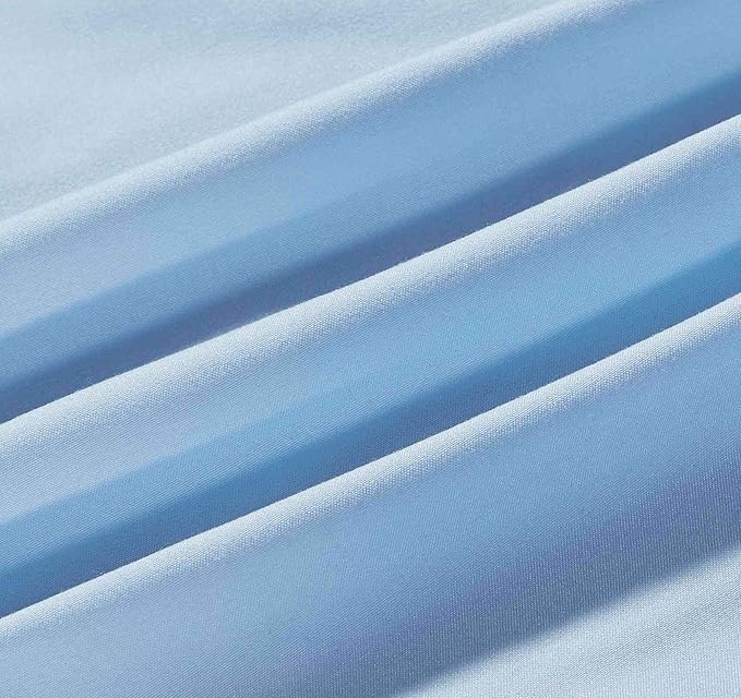 Sheets & Beyond Wrap Around Solid Microfiber Luxury Hotel Quality Fabric Bedroom Gathered Ruffled Bedding Bed Skirt 14 Inch Drop (Queen, Light Blue)