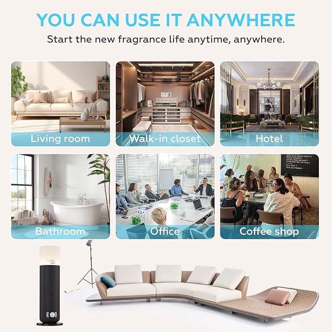 Lantixin Waterless Essential Oil Diffuser Nano Atomization Technology for Large Home-Adjustable and Long Lasting air Diffuser for Hotel Office Bedroom Large Home (Black)
