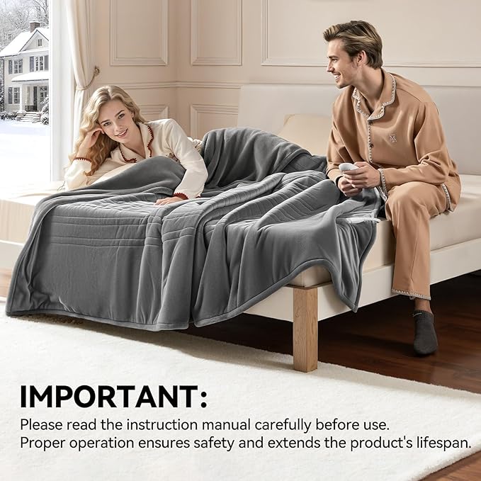 Heated Blanket Twin, Ultra Soft Premium Flannel Electric Blanket, Consistent & Even Heating with 8 Heat Levels 10-Hour Auto Off, Overheat Protection, Warm Gifts for Grandma (62"x84")