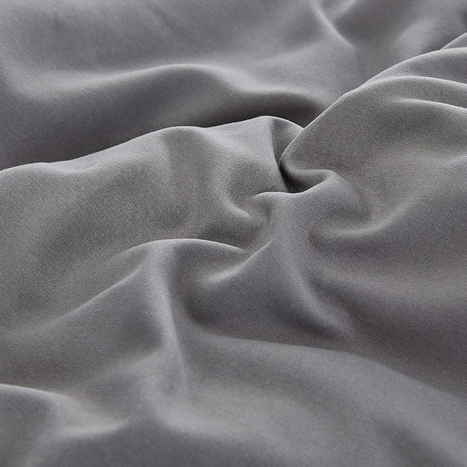 Cottonight Grey Comforter Set King Men Dark Gray Bedding Comforter Set King Size Solid 3Pcs Bed Set Modern Cozy Breathable Gray Bedding Comforter Sets for Women Men