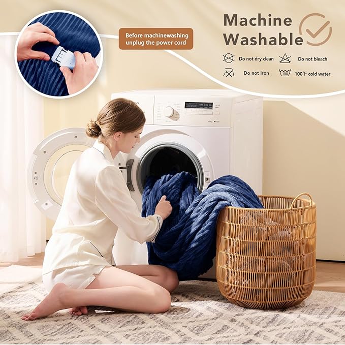 Homemate Electric Heated Blanket Full Size - 72"x84" Heating Blanket Full Size 1/2/4/6/8 Hours Auto-Off 10 Heat Level Over-Heat Protection Soft Flannel Sherpa ETL Certification