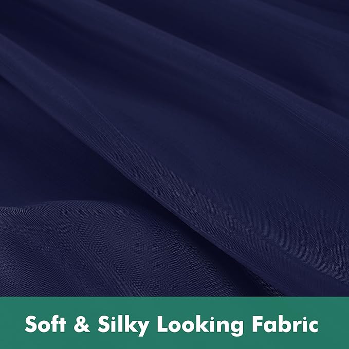 Biscaynebay Wrap Around Bed Skirts with Split Corners for King Beds 14" Drop, Navy Elastic Dust Ruffles Adjustable Easy Fit Wrinkle & Fade Resistant Silky Luxurious Fabric Machine Washable