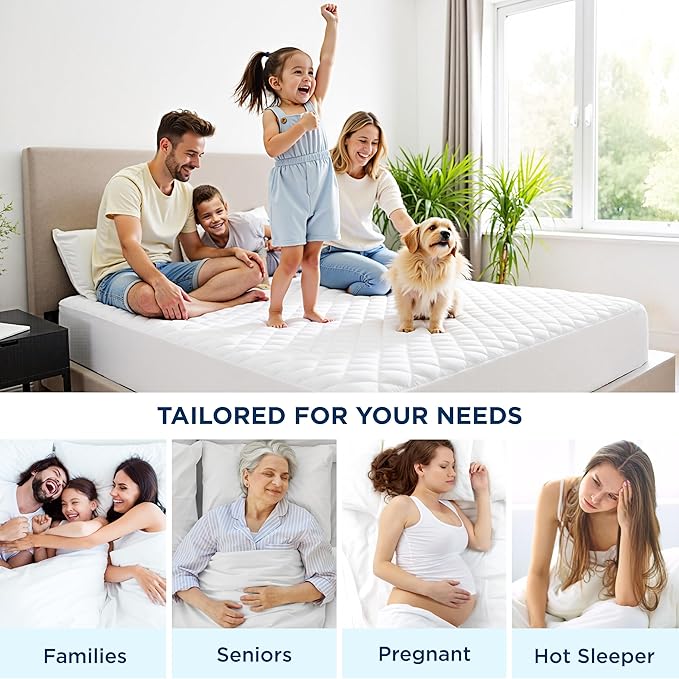 Bedsure Twin Mattress Protector, Quilted Twin Mattress Topper with Deep Pocket up to 22 Inches, Soft Breathable Noiseless Bed Cover, Waterproof Pad Bed for Home, Bedroom, Hotel - White