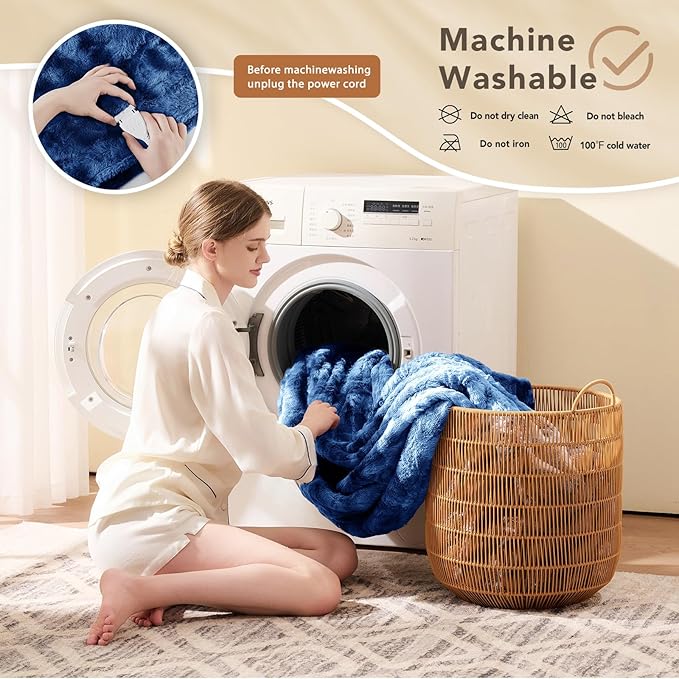 Homemate Electric Heated Blanket Twin Size - 62"x84" Heating Blanket Twin Size 1/2/4/6/8 Hours Auto-Off 10 Heat Level Over-Heat Protection Luxury Faux Fur Sherpa ETL Certification