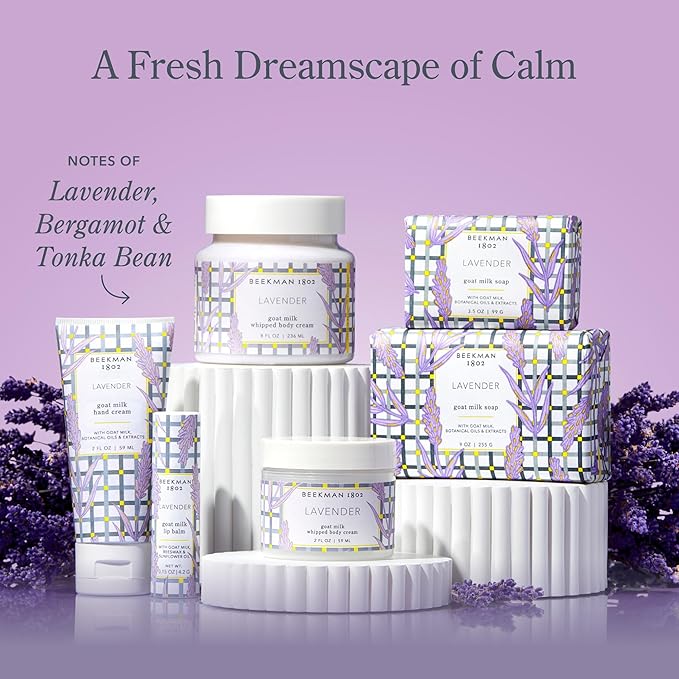 Beekman 1802 Pure Goat Milk Hand Cream, Lavender - Scented - 3.4 oz - Moisturizing Lotion for Dry Skin - Anti-Aging Hydration - Good for Sensitive Skin - Cruelty Free