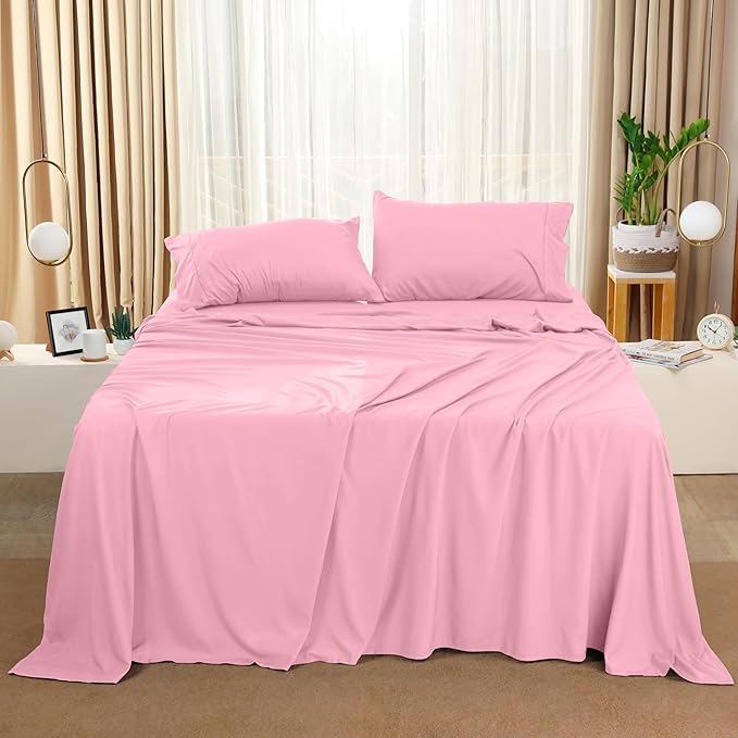 Utopia Bedding King Bed Sheets Set - 4 Piece Bedding - Brushed Microfiber - Shrinkage and Fade Resistant - Easy Care (Crystal Pink)