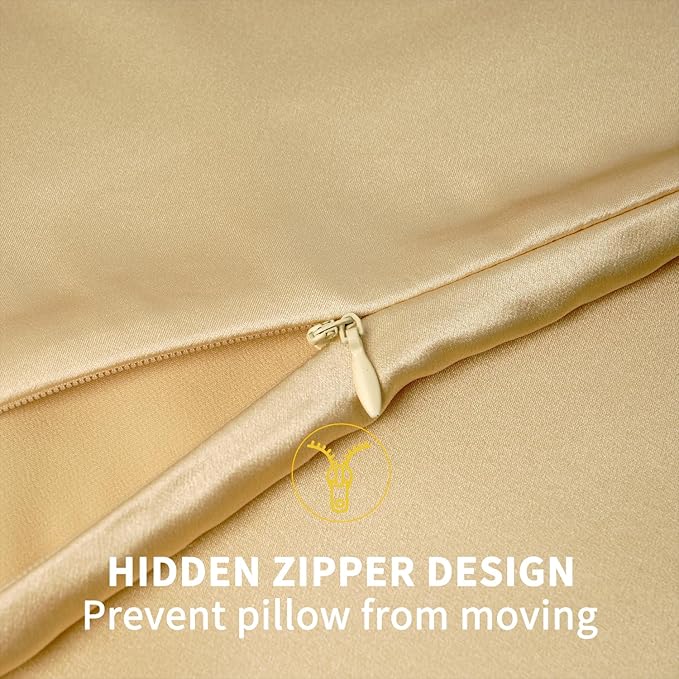 ZIMASILK 100% Pure Mulberry Silk Pillowcase for Hair and Skin Health,Soft and Smooth,Both Sides Premium Grade 6A Silk,600 Thread Count,with Hidden Zipper,1pc(Toddler 13''x18'',Champagne)