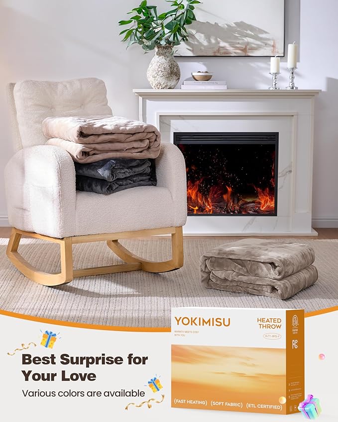 Heated Electric Blanket King- Super Soft Heating Blanket, Dual Control & 9 Heat Settings, 10 Hours Auto Off, Soft Flannel to Sherpa, Fast Heating Electric Throw, Machine Washable, 90" x 100''- Camel