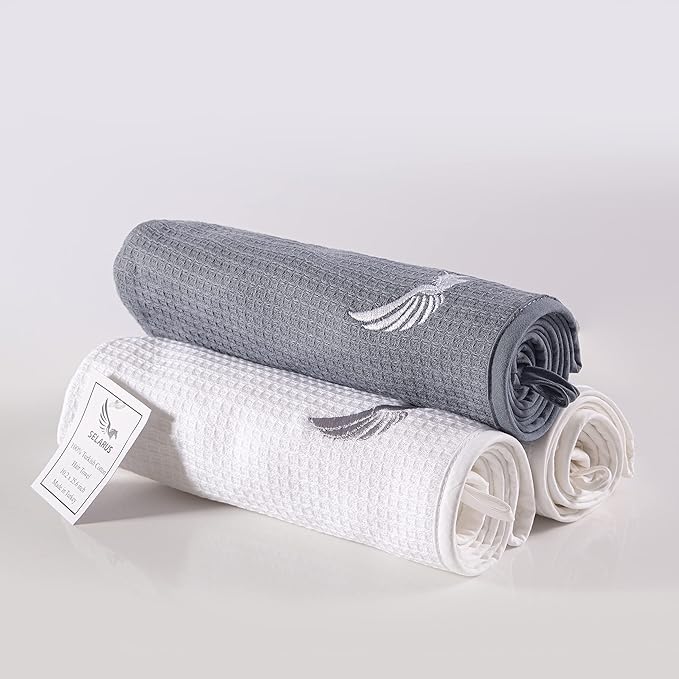 100% Turkish Cotton Hair Towel Wrap for Women,Non Microfiber,400-GSM(Grams per Square Metre),AntiFrizz,Hair Plop Waffle Towels for Curly,Long&Thick Hairs,Turban Head Wrap,1Pack10x26inc(White)