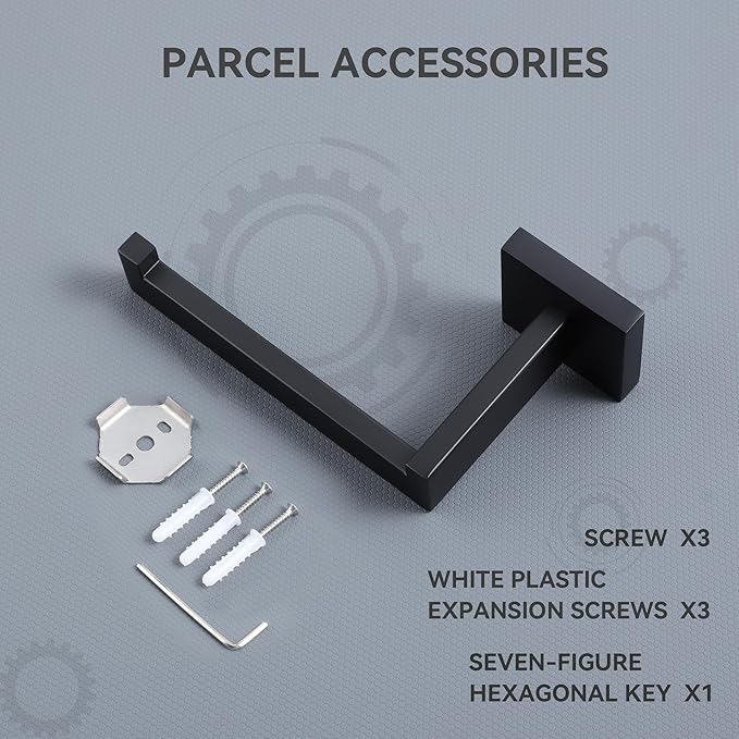 LANC Black Toilet Paper Holder, Bathroom Toilet Paper Roll Holder Wall Mount for Kitchen Washroom Modern Matte Black TP Tissue Holder Dispenser and Hangers Stainless Steel, Left A8807MB-LF