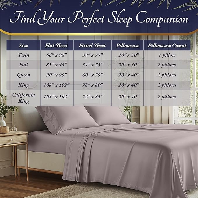 DECOLURE 100% Viscose Derived from Bamboo Sheets Cal King Size 4pcs - Ultra Soft & Luxuriously Cooling, 17" Deep Pocket,Double Stitching,Perfect for Hot Sleepers - King Bed Sheets (Light Pink)
