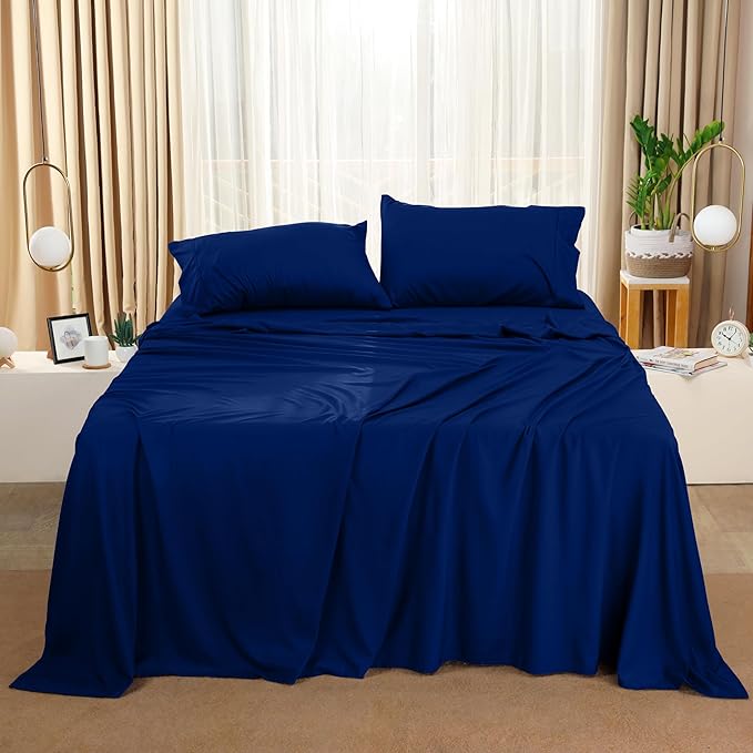 Utopia Bedding Full Sheet Set – 4 Piece Bed Sheets for Full Size Bed, Soft and Breathable Microfiber, Includes 1 Fitted Sheet, 1 Flat Sheet and 2 Pillowcases (Royal Blue)
