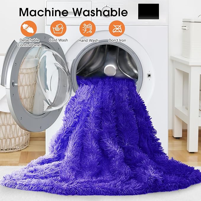 Heated Electric Blanket Throw,Warm Winter Birthday Gifts for Women Her Grandma-Faux Fur with Soft Sherpa,10 Heat Settings,5 Time Settings with Fast Heating, 50x60, Sunset Purple