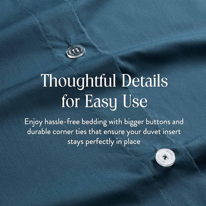 Brooklinen Luxury Sateen Duvet Cover - 100% Cotton, Twin/Twin XL Size in Abyss Blue with Extra-Long Corner Ties and Button Closure - Best Twin/Twin XL Duvet Covers