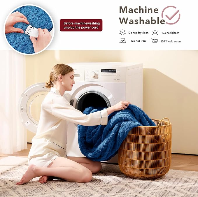 Heated Electric Blanket Full Size-72"x84" Heating Blanket with 10 Heating Levels & 5 Time Settings Over-Heat Protection,Winter Warmer for Adults with ETL Certification(Blue)