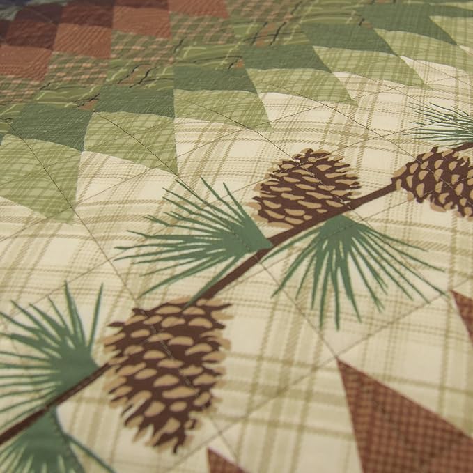 Donna Sharp Pine Circle Polyester Bedding Set - 3-Piece Queen Size Quilt Set - Includes 1 Quilt and 2 Standard Pillow Shams - Machine Washable - Traditional Design