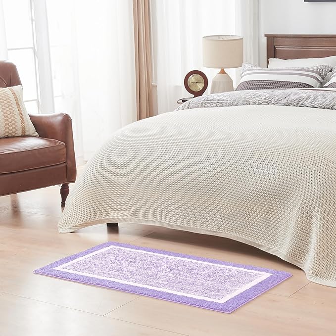 CozeCube Bath mats for Bathroom Non Slip, Fluffy Absorbent Microfiber Bath mat Washable, Aesthetic Bathroom Rugs, Small Purple Bath mat, Lavender, 24" x 16"