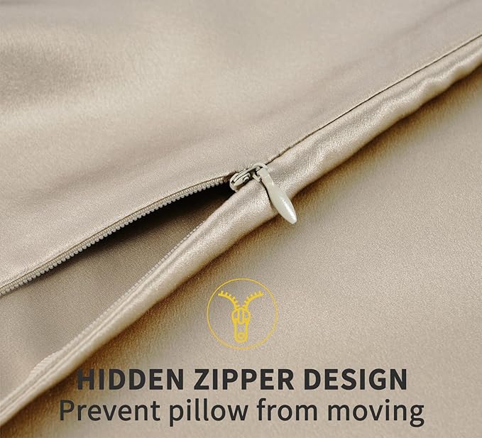 ZIMASILK 100% Pure Mulberry Silk Pillow Cases for Hair and Skin, Soft, Hypoallergenic & Smooth, Both Sides Grade 6A Silk, with Hidden Zipper, Gift for Women Men, 1pc (Queen 20''x30'', Taupe)