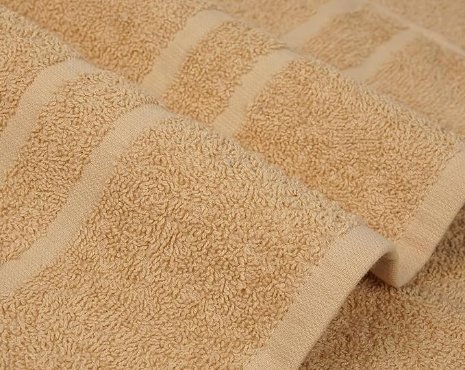 Basic Medium Bath Towels 24x48 Inches – Pack of 6 – Beige Color – Soft and Absorbent Multipurpose Cotton Towels for Bathroom, Spa, Gym, Salon, Hotel, Clinics and Everyday Use