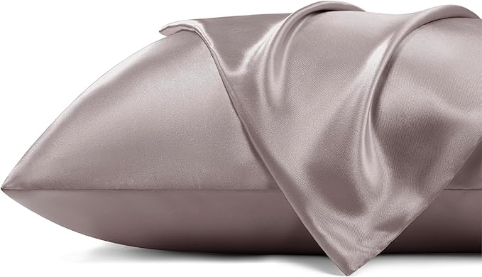 Bedsure Satin Pillowcase with Zipper, Similar to Silk Pillow Cases 2 Pack, Satin Pillow Cases King, Silky & Soft Bedding Pillow Covers for Hair and Skin, Gifts for Women Men, Dusty Rose, 20x36 Inches