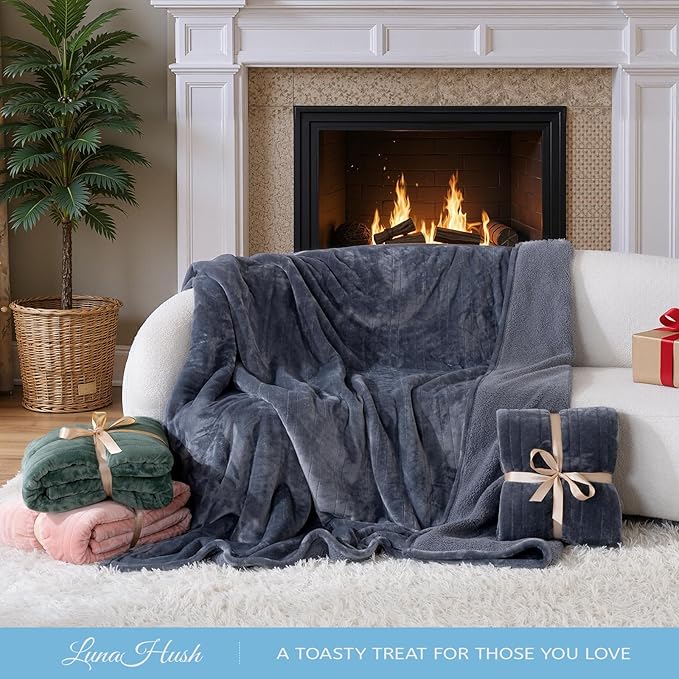 Electric Blanket Heated Throw, Flannel&Sherpa Heated Blanket with 8 Heat Levels & 8 Hours Auto Off, Fast Heating Blankets Machine Washable with ETL Certification, 50x60 Inch, Green
