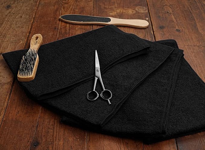 Premium 100% Cotton Hand Towels – Pack of 24, 16x27 Inch – Quick-Dry, Highly Absorbent Salon Towels for Hair Care, Gym, Spa & Bathroom – Black
