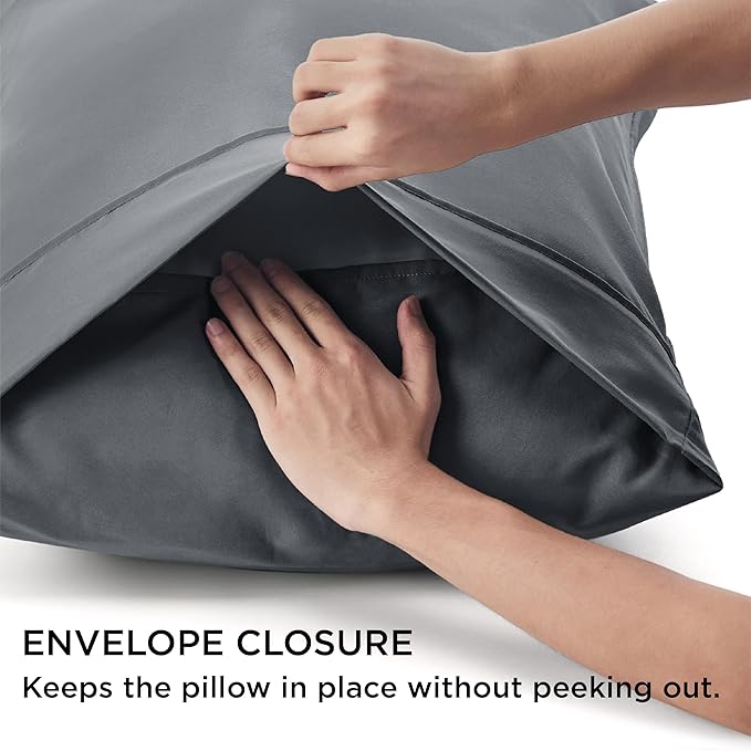 Bedsure Pillow Cases Standard Size Set of 4 - Dark Grey Brushed Microfiber Pillowcases 4 Pack, Super Soft Pillow Case Covers with Envelope Closure, Wrinkle, Fade and Stain Resistant, 20x26 Inches