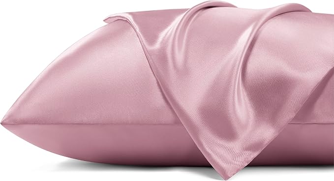 Bedsure Satin Pillowcase with Zipper, Similar to Silk Pillow Cases 2 Pack, Silky & Soft Satin Pillow Cases Standard Size for Hair and Skin, Gifts for Women, Pink Room Decor for Girls, 20x26 Inches