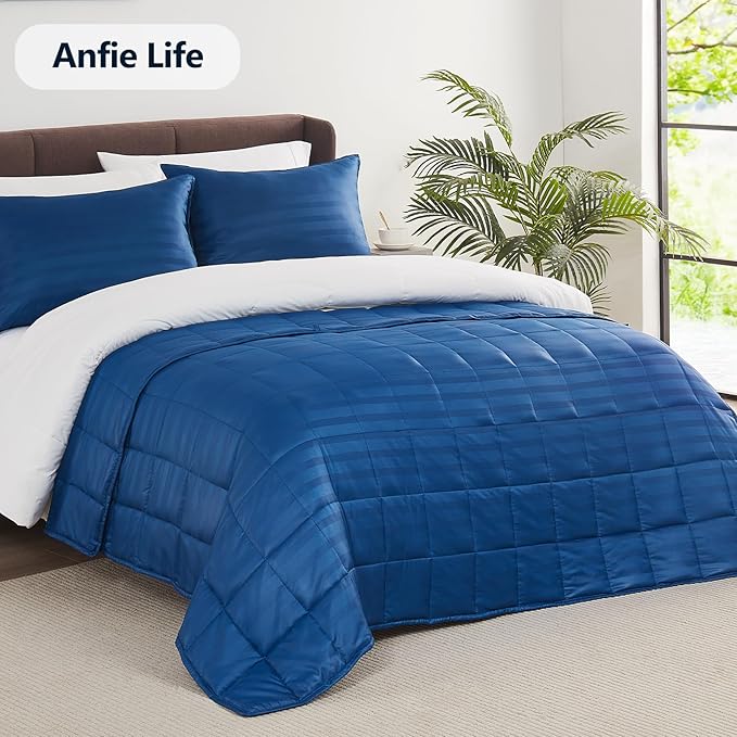Weighted Blanket Queen/King Size (80"x87" 17lbs),Ultra Soft and Cozy Cooling Weighted Blanket for Adult,Heavy Blanket with Machine Washable Soft Blanket, Navy Blue