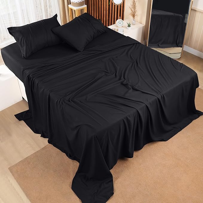 Utopia Bedding Queen Bed Sheets Set - Pack of 10 Sheet Sets - Perfect for Spa, Hotel, & Guest Bedroom - Brushed Microfiber - Shrinkage and Fade Resistant - Easy Care (Black)