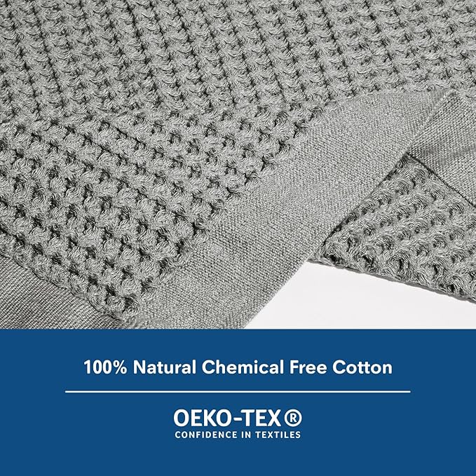 ONSEN Supima Cotton Waffle Bath Mat – Bathroom Rug, Washable Rug, Bathroom Floor Mat – Ultra-Absorbent, Quick-Dry, Soft & Durable Luxury Cotton - Cinder Grey, 20x30 in
