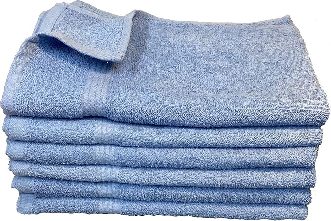 Towel Supercenter 16X27 Salon Hand Towels Colors (12Pack-24Pack-36Pack- 60Pack-120Pack) 100% Cotton for Hair Salons, Nail Salons, Tanning Salons, Golf Course (60, Light Blue)