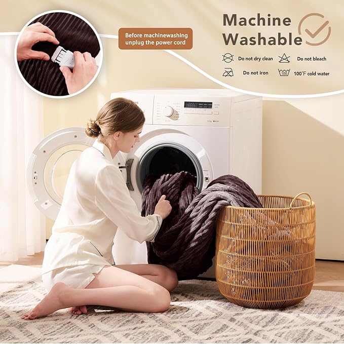 Homemate Electric Heated Blanket Full Size - 72"x84" Heating Blanket Full Size 1/2/4/6/8 Hours Auto-Off 10 Heat Level Over-Heat Protection Soft Flannel Sherpa ETL Certification