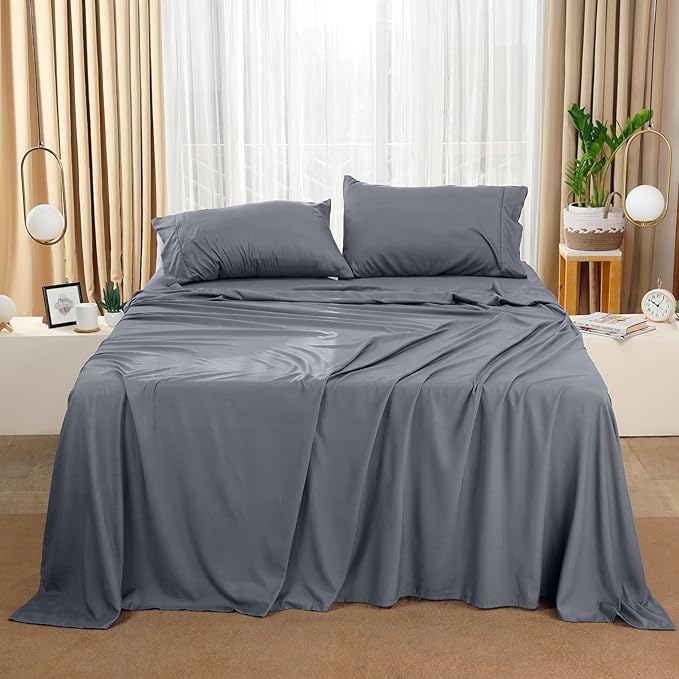 Utopia Bedding King Bed Sheets Set - Pack of 2 Sheet Sets - Perfect for Spa, Hotel, & Guest Bedroom - Brushed Microfiber - Shrinkage and Fade Resistant - Easy Care (Grey)