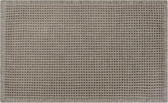 Waffle Bath Mat - Boho Bathroom Rugs Non Slip Washable, Super Absorbent & Quick Dry, Soft Bath Mat Farmhouse Bathroom Decor, 20'' x 32'', Olive Green